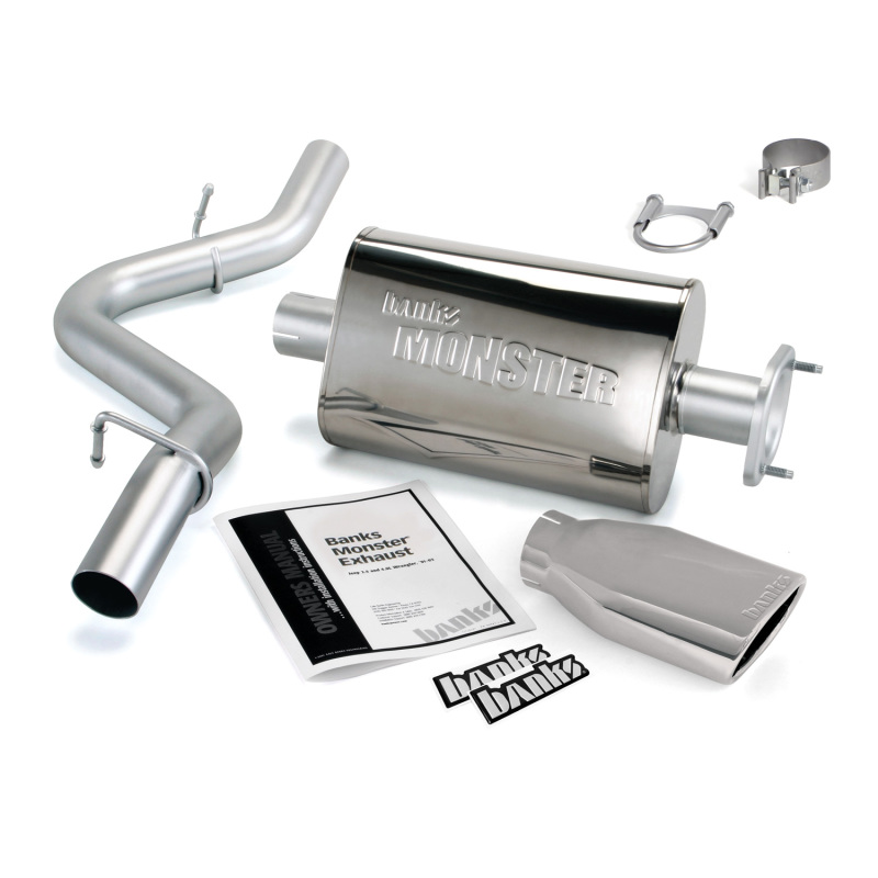 Jeep Wrangler Performance Exhaust - Single Rear Exit - Banks Power - Monster - Chrome - `04-`06
